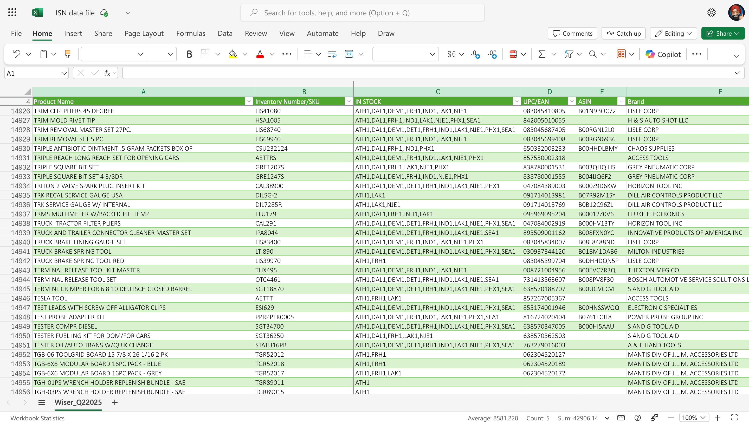 An example of the scale of CSVs being uploaded regularly into Wiser Products