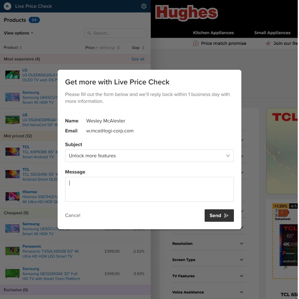 We redesigned the onboarding tour to focus on immediate wins: showing live competitor pricing in-context within the browser